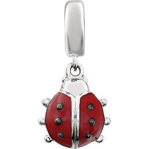 Sterling Silver 18.8x9.4mm Kera Ladybug Charm