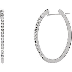 14K White 1-2 CTW Diamond Hoop Earrings