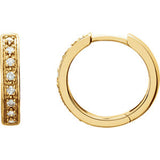 14K Yellow 1-5 CTW Diamond Hoop Earrings