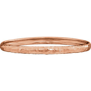 14K Rose 5.1mm Hammered Bangle Bracelet