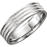 14K White 6mm Grooved Band Size 12