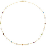 14K Yellow Pearl & Gemstone 18" Necklace