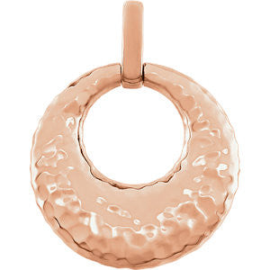 14K White Hammered Circle Pendant