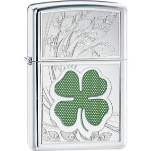 Zippo® Clover High Polish Chrome Lighter