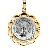 14K White & Yellow 25x21mm Miraculous Medal