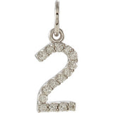 14K White .08 CTW Diamond Numeric Charm or Pendant