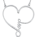 Sterling Silver 1-8 CTW Diamond "Love" Heart Infinity-Inspired 18" Necklace