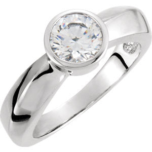 14K White 5.2mm Round Cubic Zirconia Solitaire Engagement Ring