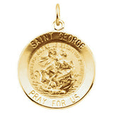 14K Yellow 18mm Round St. George Medal