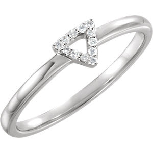 14K White .05 CTW Diamond Triangle Stackable Ring