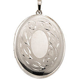 14K White Oval Shaped Locket