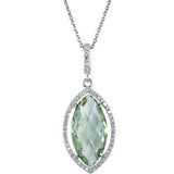 Sterling Silver Halo-Style Marquise-Shaped Dangle Pendant or Necklace