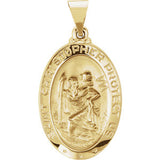 14K White 23.5x16mm Oval St. Christopher Hollow Medal