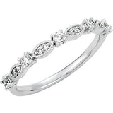 14K White 1-5 CTW Diamond Granulated Stackable Ring Size 7