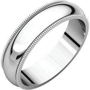 10K White 5mm Milgrain Band