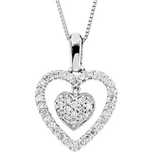 14K White 1-4 CTW Diamond Heart Necklace