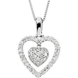 14K White 1-4 CTW Diamond Heart Necklace