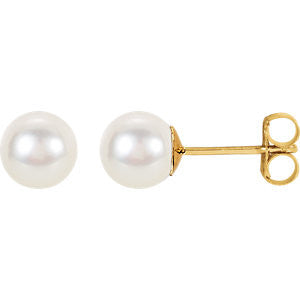 14K White 8-8.5mm Freshwater Pearl Earrings