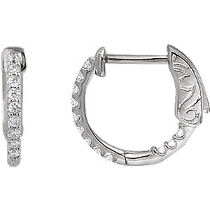 14K White 1-4 CTW Diamond Inside-Outside Hoop Earrings