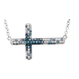 14K White 3/8 CTW Diamond Sideways Cross 18" Necklace