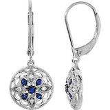 Sterling Silver Sapphire & .07 CTW Diamond Earrings