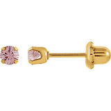 24K Yellow with Stainless Steel Solitaire "November" Birthstone Piercing Earrings