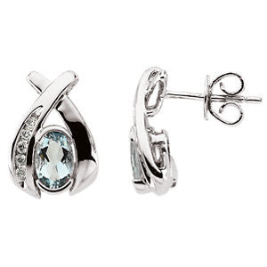 Aquamarine & Diamond Earrings