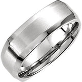 14K White 7mm Beveled Edge Carved Band Size 10