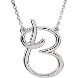 Sterling Silver "F" Script Initial 16" Necklace