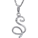 Sterling Silver .03 CTW Diamond Letter "L" Script Initial 18" Necklace