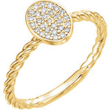 14K White 1/6 CTW Diamond Rope Cluster Ring