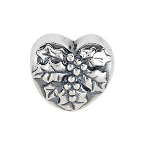 Sterling Silver 13.25x12mm Mistletoe Heart Bead