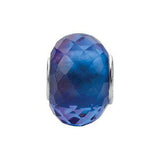 Sterling Silver 15x10mm  Blue & Purple Faceted Glass Bead