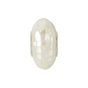 Sterling 14x7mm White Mosaic Mother of Pearl Bead