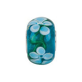 Sterling Silver 14x10mm Blue Turquoise Flower Glass Bead