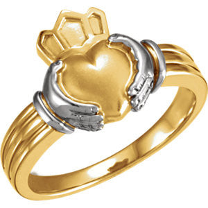 14K Yellow & White Ladies Claddagh Ring