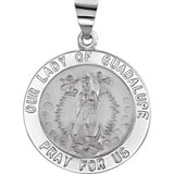 14K Yellow 15mm Round Hollow Our Lady of Guadalupe Medal