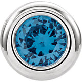 14K White Imitation Blue Zircon "December" Birthstone Pendant Slide