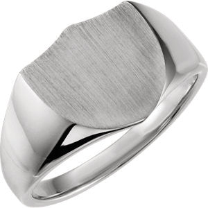 14K White Signet Ring