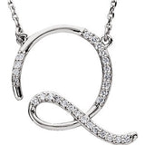 Sterling Silver Letter "U" 1-8 CTW Diamond Initial 16" Necklace