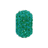 Sterling Silver 12x8mm Emerald-Colored Crystal Pave' Bead