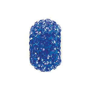 Sterling Silver 12x8mm Sapphire-Colored Crystal Pave' Bead