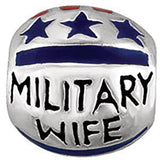 Sterling Silver 9mm Military Wife Enamel Bead