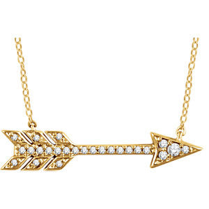 14K Yellow 1/10 CTW Diamond Arrow Necklace