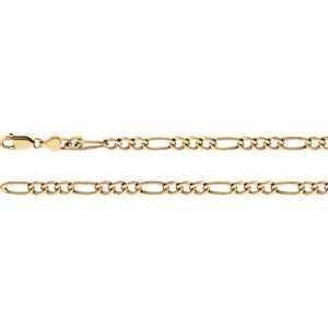 14K Yellow 4.75mm Hollow Figaro 7" Chain