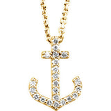 14K White 1-8 CTW Diamond Anchor Necklace