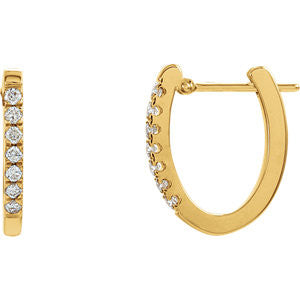 14K Yellow 1-5 CTW Diamond Hoop Earrings