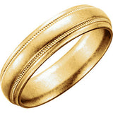 14K White 6mm Milgrain Band Size 7