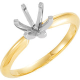 14K Yellow & Platinum 5-5.3mm Round 6-Prong Heavy Solitaire Ring Mounting