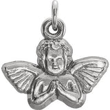 14K White 14x16mm Angel Baby Pendant